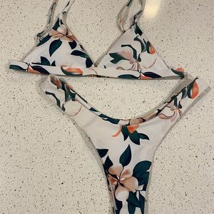 White Floral Triangle Bikini
